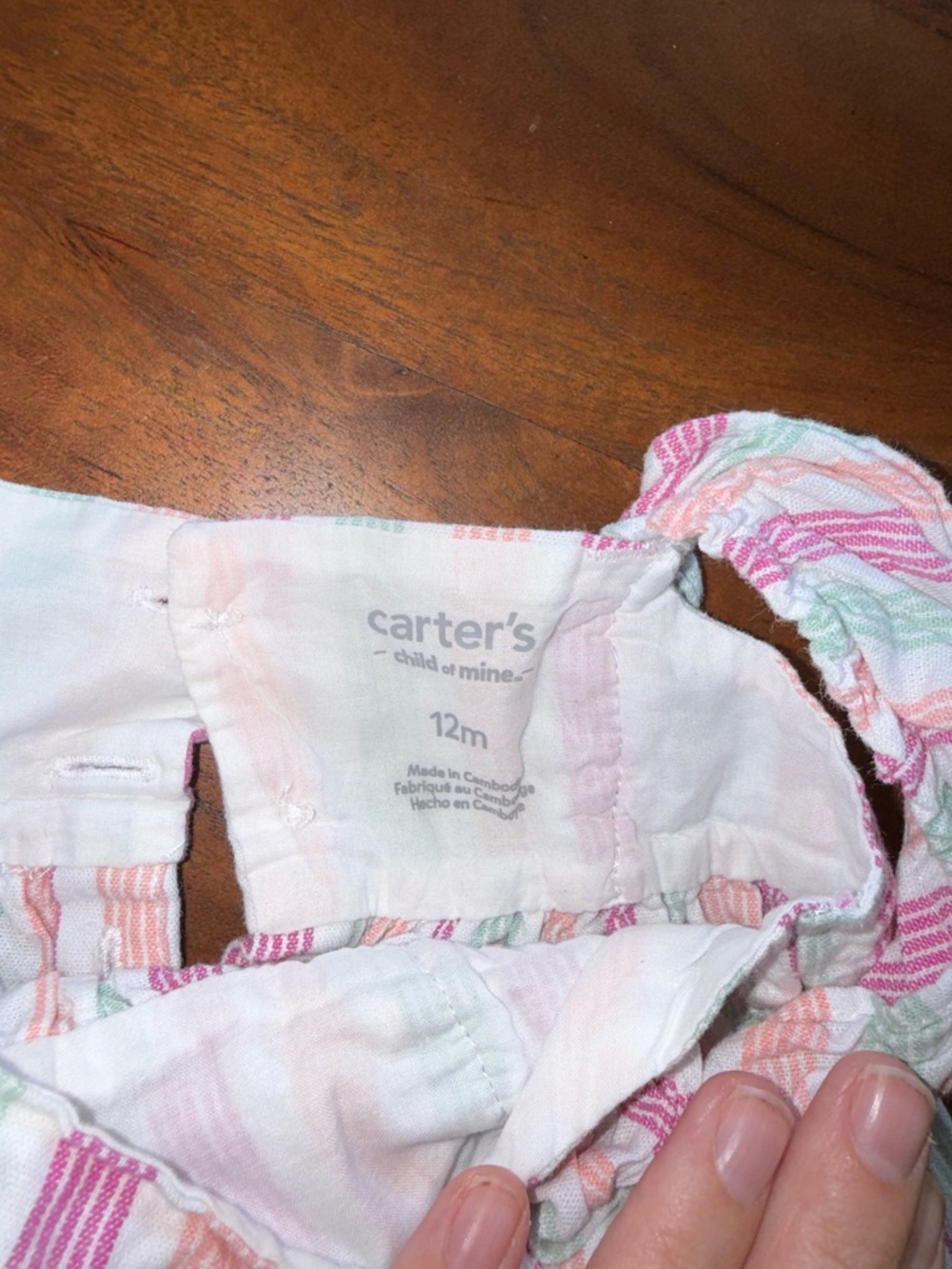 Carter's Pink, White & Mint Striped Ruffle Tank - Picture 2 of 2